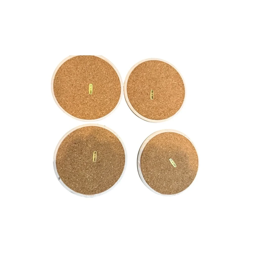 Vintage California USA Palm Tree‎ Sailboat Coasters Set of 4 Round